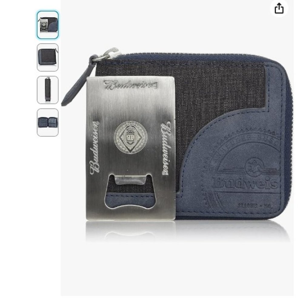 NEW! Budweiser Buxton Men's Urban West Zip-Around Wallet Billfold